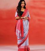 Light grey handloom khadi saree
