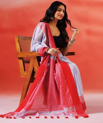 Light grey handloom khadi saree 2