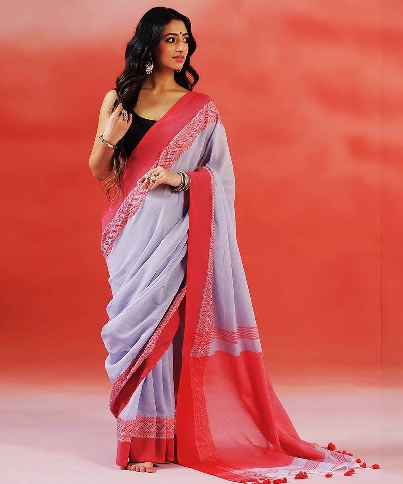 Light grey handloom khadi saree