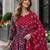 red cotton readymade anarkali suit with floral printed work