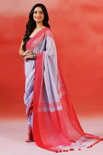 Light grey handloom khadi saree