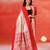 Beige crimson red handloom khadi saree