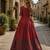 Maroon silk BLEND free size stitched anarkali gown with weaving work