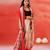 Beige crimson red handloom khadi saree