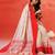 Beige crimson red handloom khadi saree