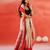 Beige crimson red handloom khadi saree