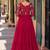 red faux georgette readymade anarkali suit with embroidery & sequence work