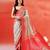 Grey coral red handloom khadi saree