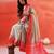 Grey coral red handloom khadi saree