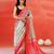Grey coral red handloom khadi saree