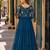 navy faux georgette readymade anarkali suit with embroidery & sequence work