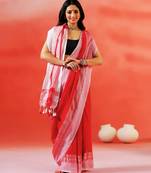 Crimson red handloom khadi saree