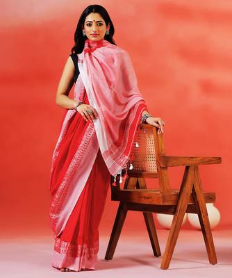 Crimson red handloom khadi saree 2