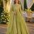 green silk blend readymade anarkali suit with embroidery & sequence work