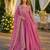 pink silk blend readymade anarkali suit with embroidery & sequence work