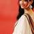 Cream white printed handloom khadi saree