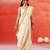 Ivory mustard printed handloom khadi saree