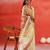 Ivory mustard printed handloom khadi saree