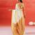 Ivory mustard printed handloom khadi saree