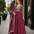 maroon vichitra silk blend readymade anarkali suit with thread embroidery work