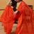 Tangerine orange handloom jamdani saree