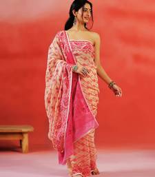 Pink beige handloom jamdani saree
