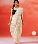 Ivory cream handloom jamdani saree