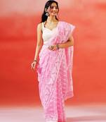 Baby pink handloom jamdani saree