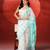 White aqua blue handloom jamdani saree