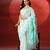 White aqua blue handloom jamdani saree