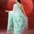 White aqua blue handloom jamdani saree