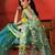 Teal blue yellow printed handloom jamdani saree