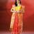 Coral orange printed handloom jamdani saree