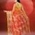 Coral orange printed handloom jamdani saree