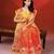 Coral orange printed handloom jamdani saree