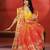 Coral orange printed handloom jamdani saree