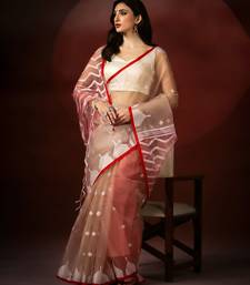 brown red handloom jamdani saree