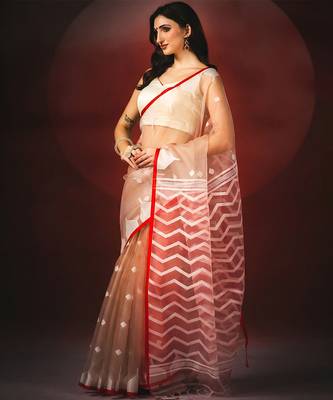 brown red handloom jamdani saree 3