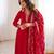 red  blooming silk blend  anarkali suit set
