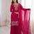 dark pink silk blend zari embroidered sequins palazzo suit festive wear