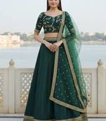 Green Art Silk Zari Sequin Embroidery Work Lehenga Choli