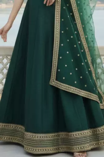 Green Art Silk Zari Sequin Embroidery Work Lehenga Choli