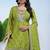  green  silk blend  party wear embroidery   sharara suit set  