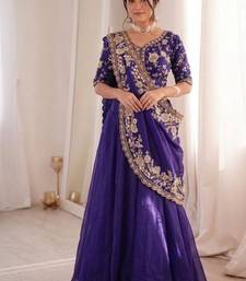 Purple Color Embroidery sequin Work Silk Blend Lehanga Choli Set