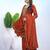 dark orange  silk blend  party wear embroidery   sharara suit set  