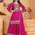 pink  silk blend  party wear embroidery   sharara suit set  