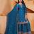 navy blue  silk blend  party wear embroidery   sharara suit set  