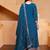 navy blue  silk blend  party wear embroidery   sharara suit set  