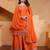 orange  silk blend  party wear embroidery   sharara suit set  