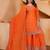 orange  silk blend  party wear embroidery   sharara suit set  